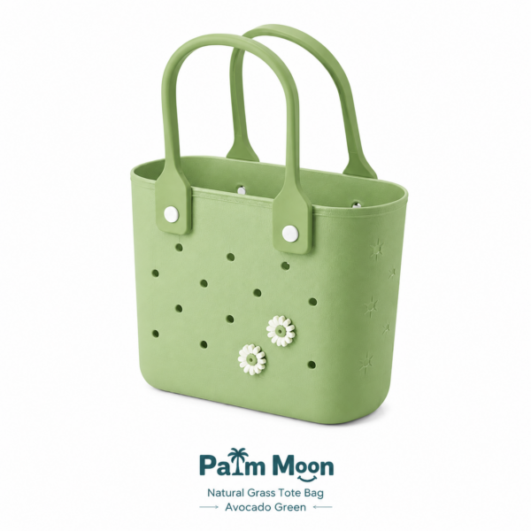 Palm Moon Natural Grass Tote Bag
